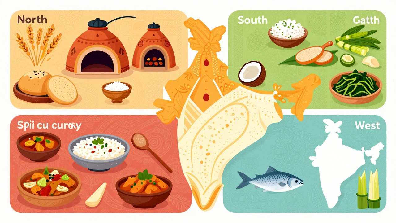 Illustration showing diverse regional cuisines from across India
