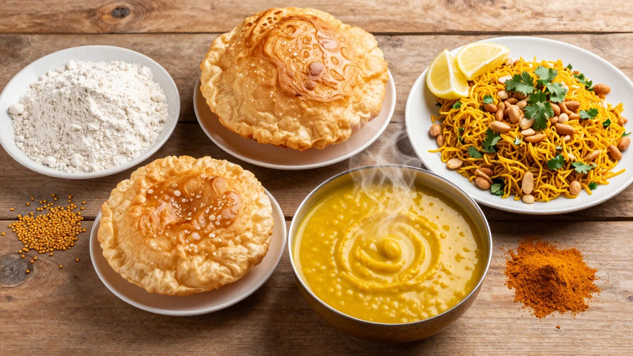 Traditional Punjabi breakfast with Dal Puri and Poha